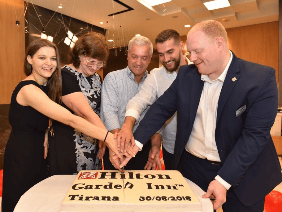 Mike cutting the cake