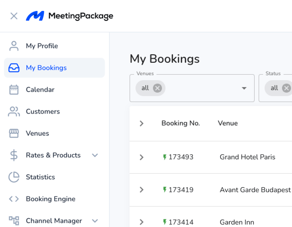 My Bookings view